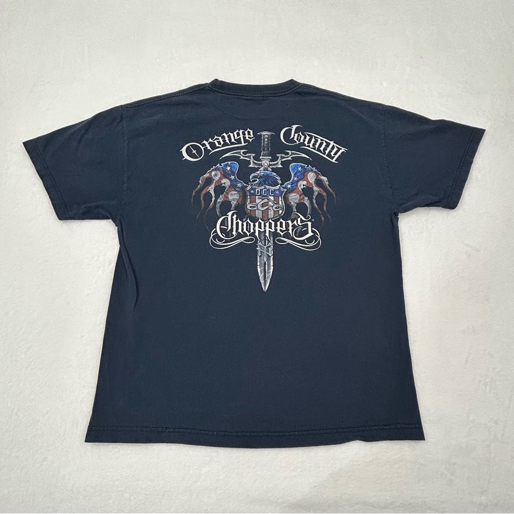 Orange County Choppers New York NY Old School New Rules Navy Blue Shirt Mens XL